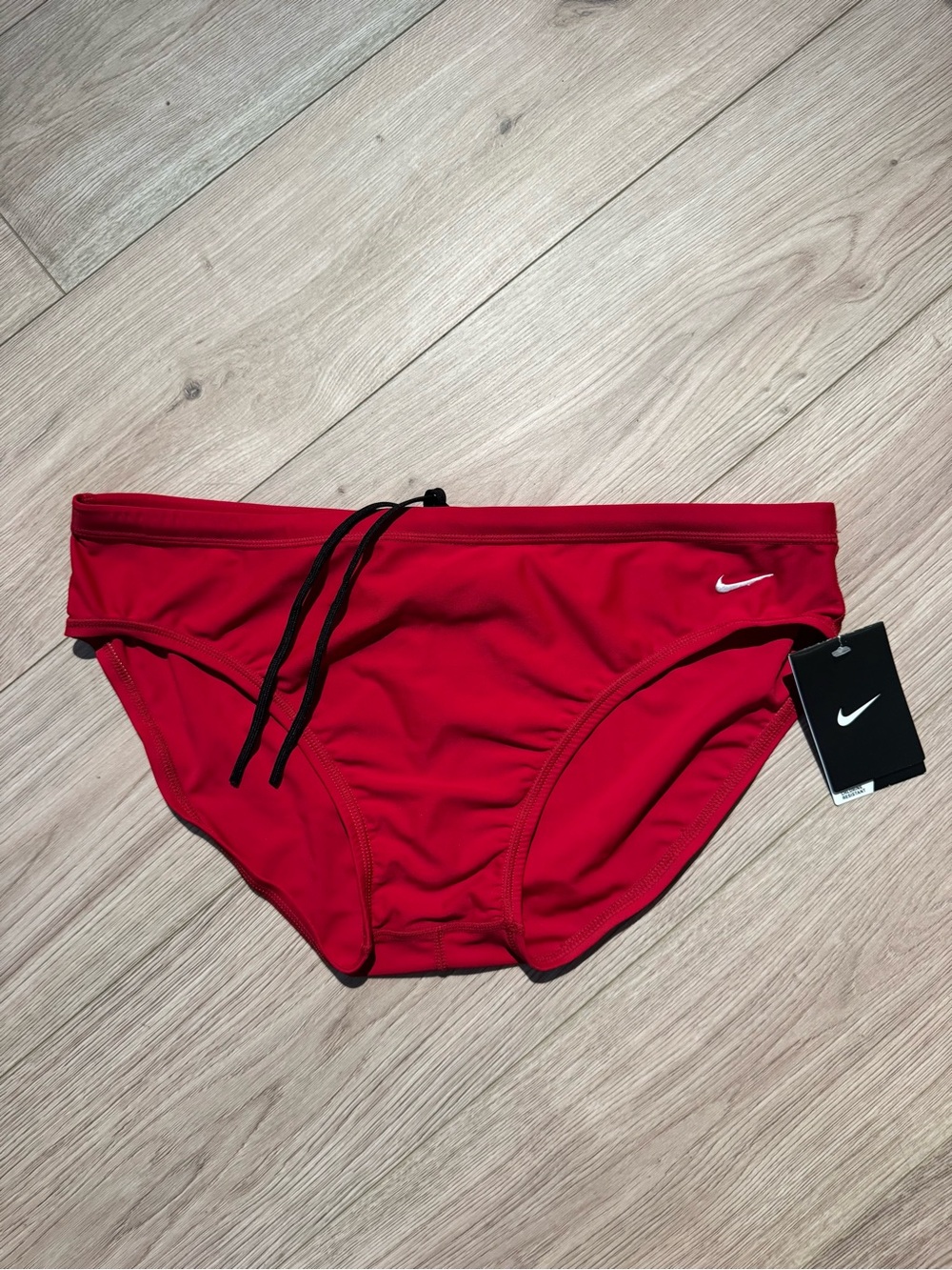 Nike Men's Red Swim Briefs with Drawstring